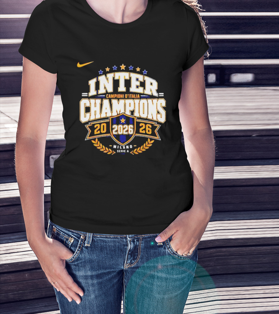 Inter Champions Campioni D'Italia 2026 Nike Serie A Milano T-Shirt