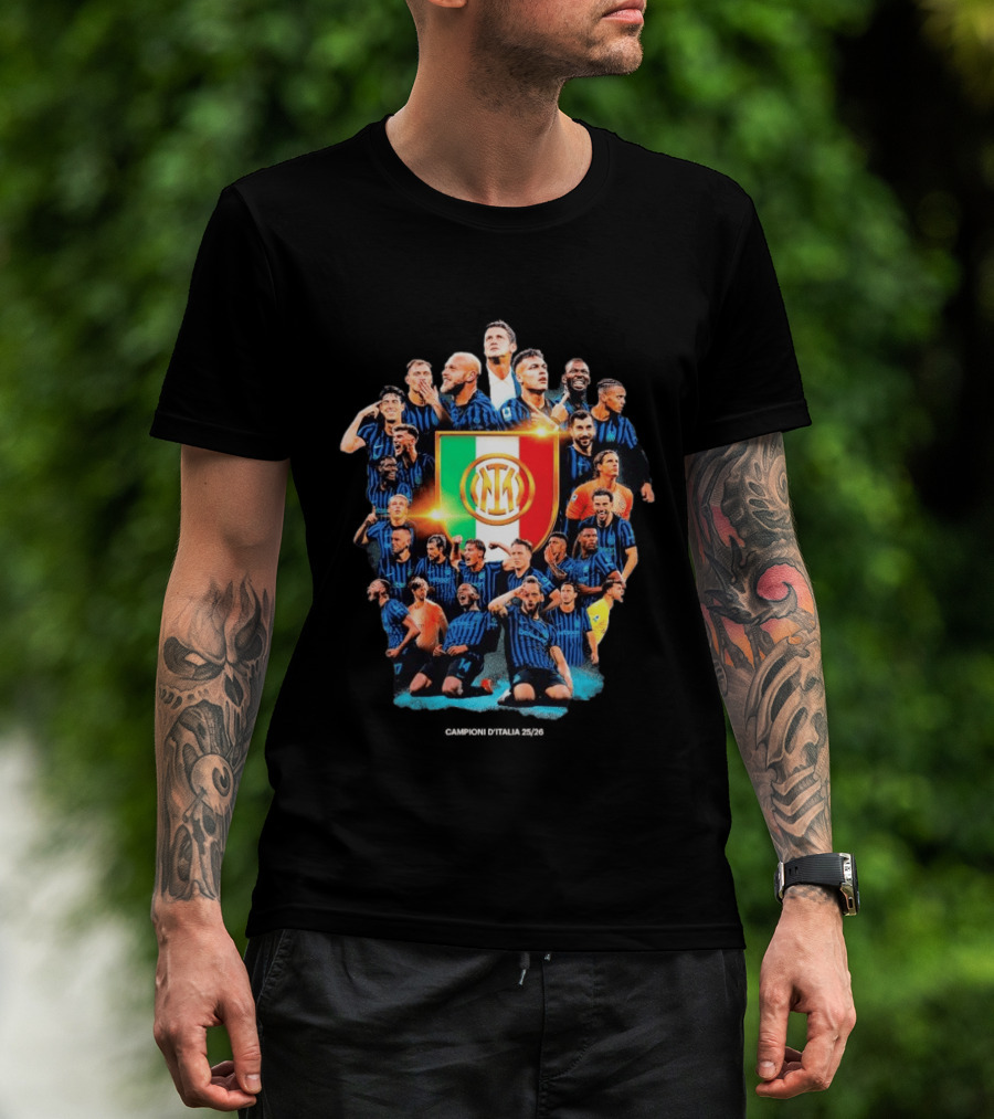Inter Milan FC 2025 2026 Campioni D'Italia Celebration Squad T-Shirt