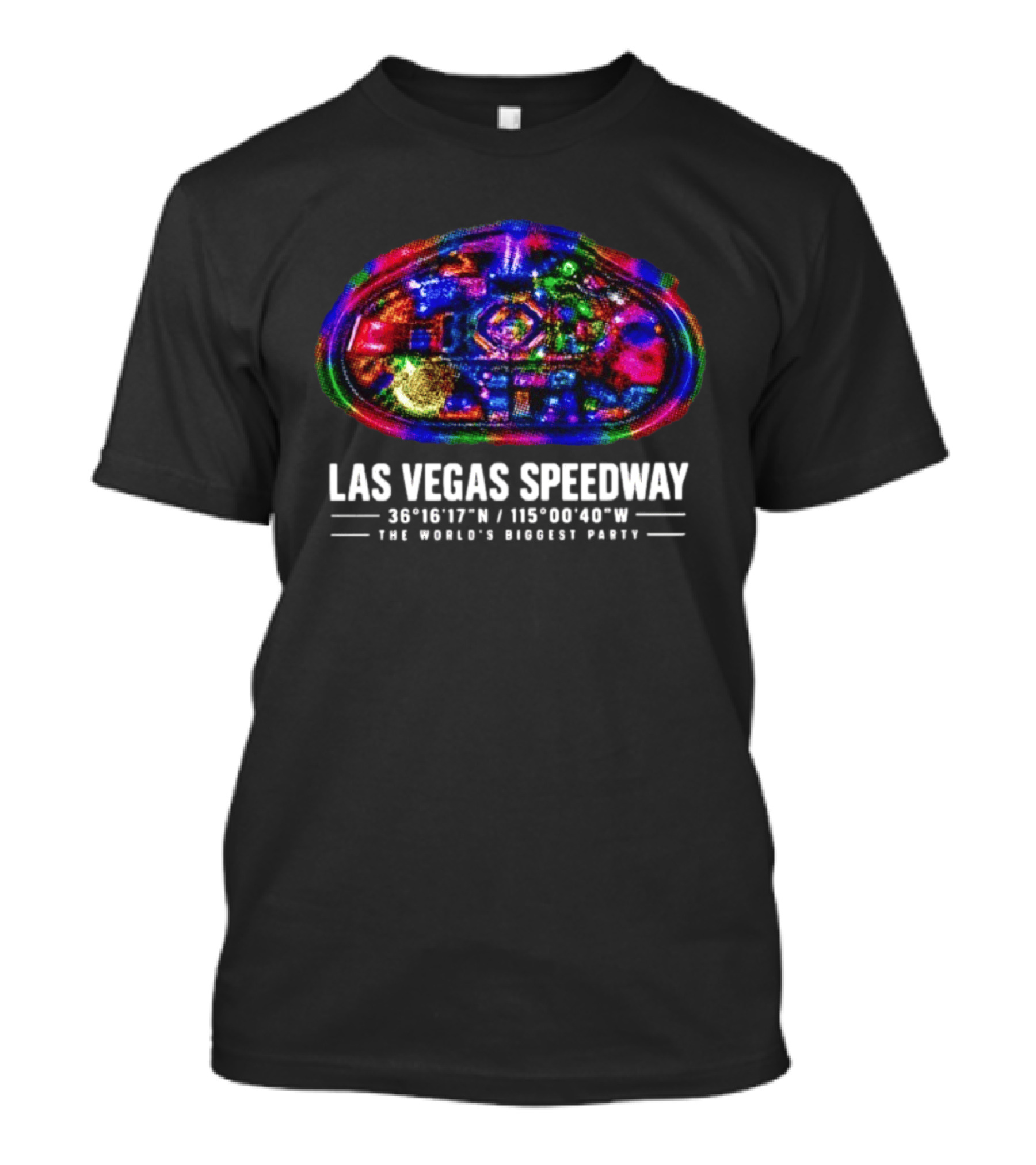 Las Vegas Speedway Coordinates In Nevada The World's Biggest Party T-Shirt