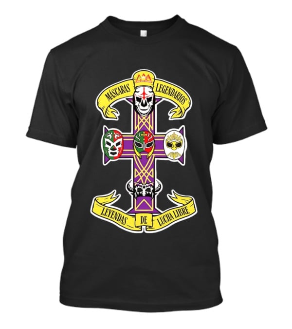 Máscaras Legendarios Leyendas De Lucha Libre Cross Skulls And Masks T-Shirt
