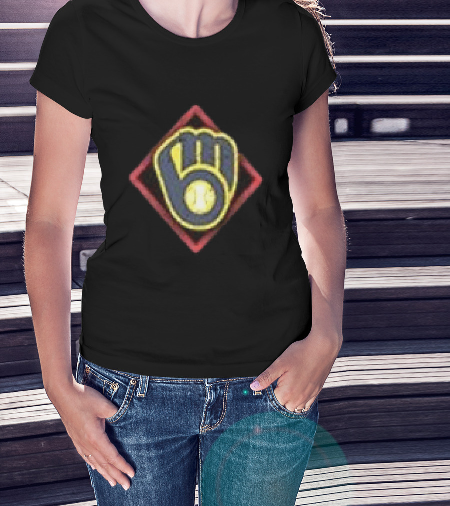 Milwaukee Brewers America's Pastime Black Americana Baseball Glove T-Shirt