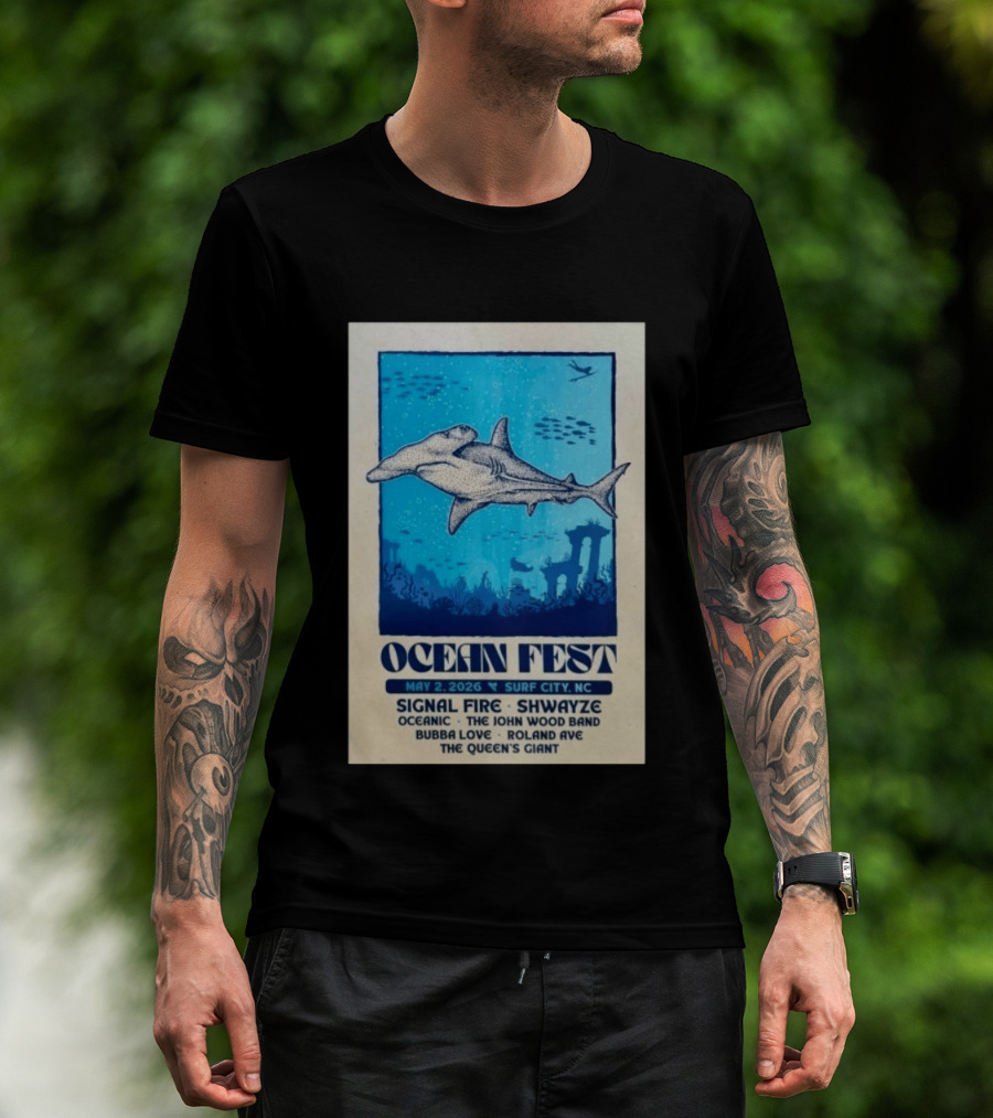 Ocean Fest May 2 2026 Surf City NC Tour Signal Fire Shwayze Bubba Love The John Wood Band T-Shirt