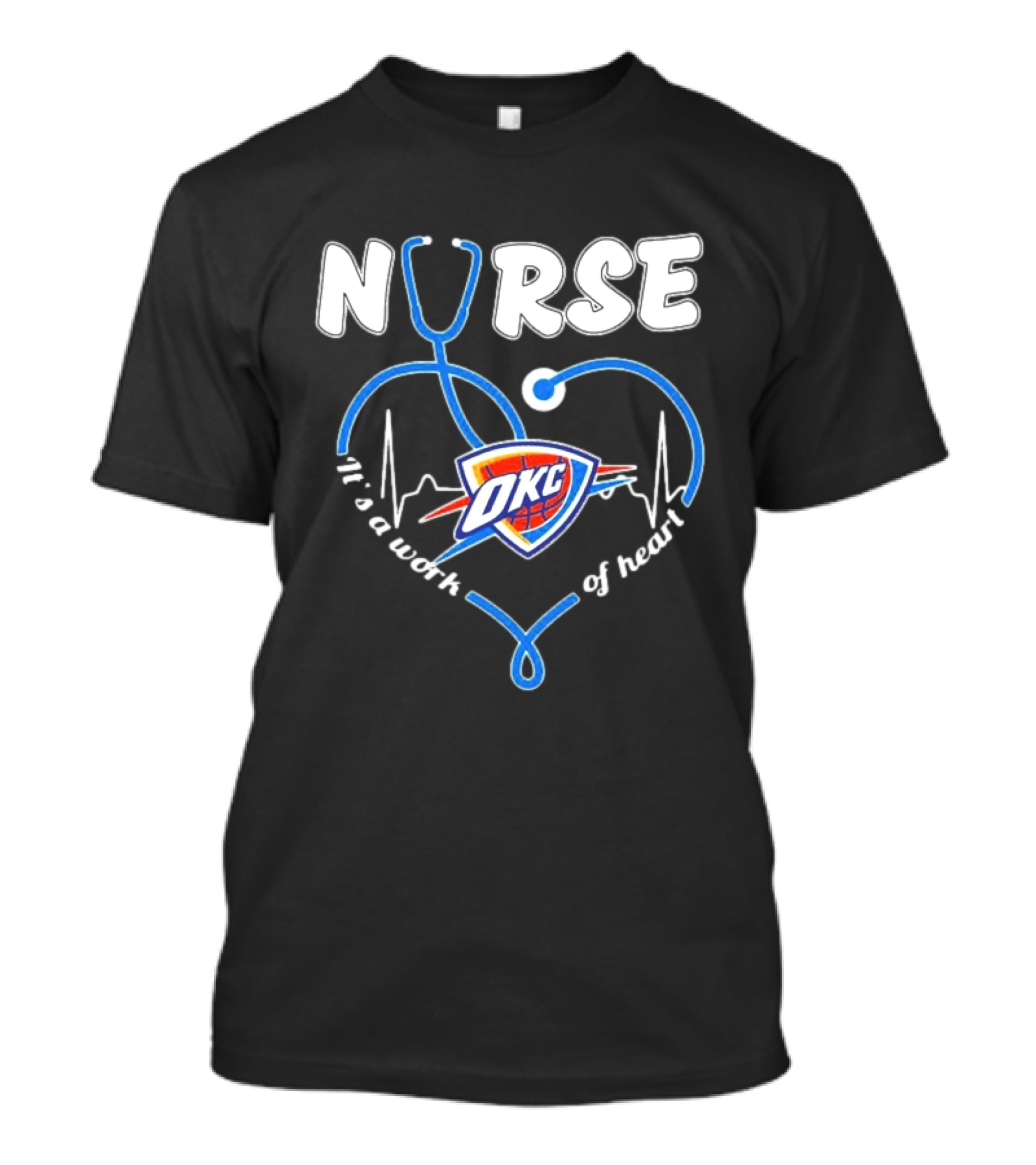 Oklahoma City Thunder Nurse Heartbeat It's A Work Of Heart T-Shirt