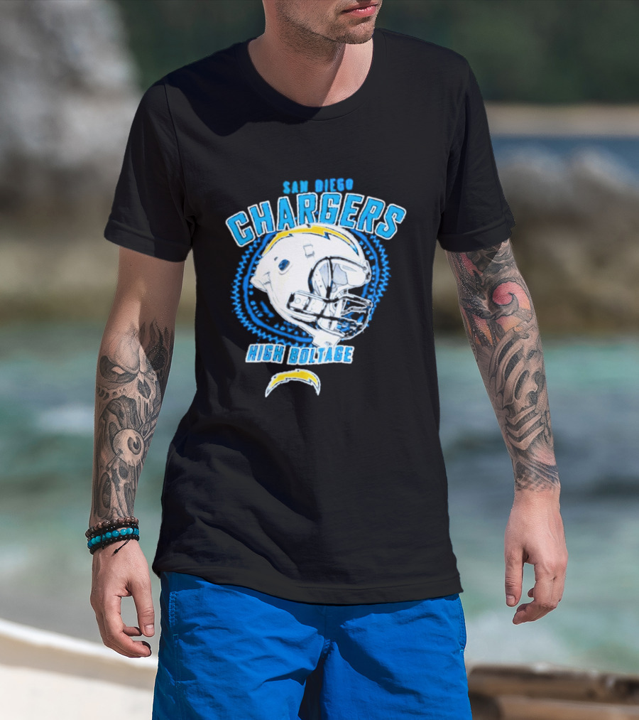 San Diego Chargers High Boltage Helmet Football NFL Team Gear T-Shirt