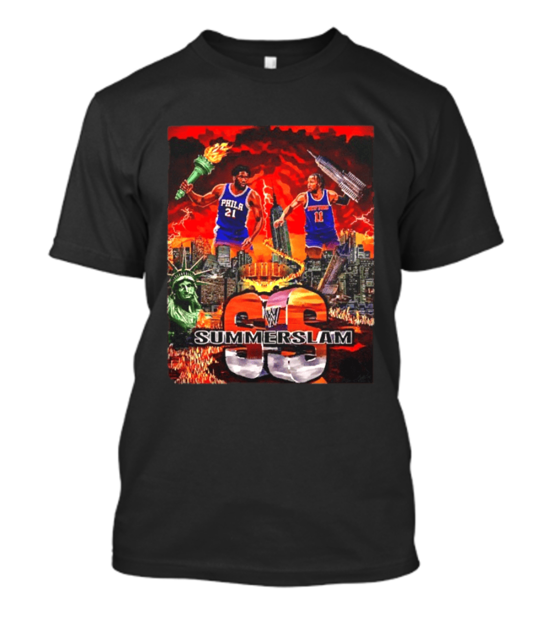 Summerslam Joel Embiid Vs Jalen Brunson NYC Showdown T-Shirt