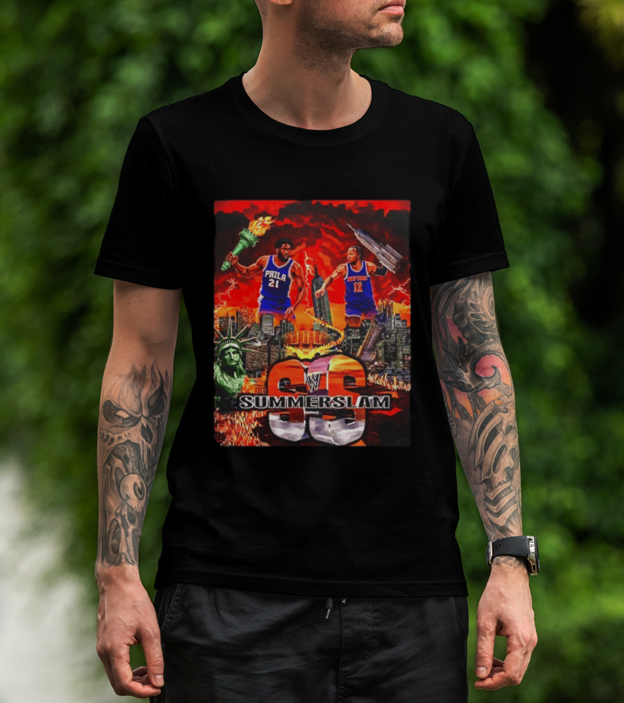 Summerslam Joel Embiid Vs Jalen Brunson NYC Showdown T-Shirt