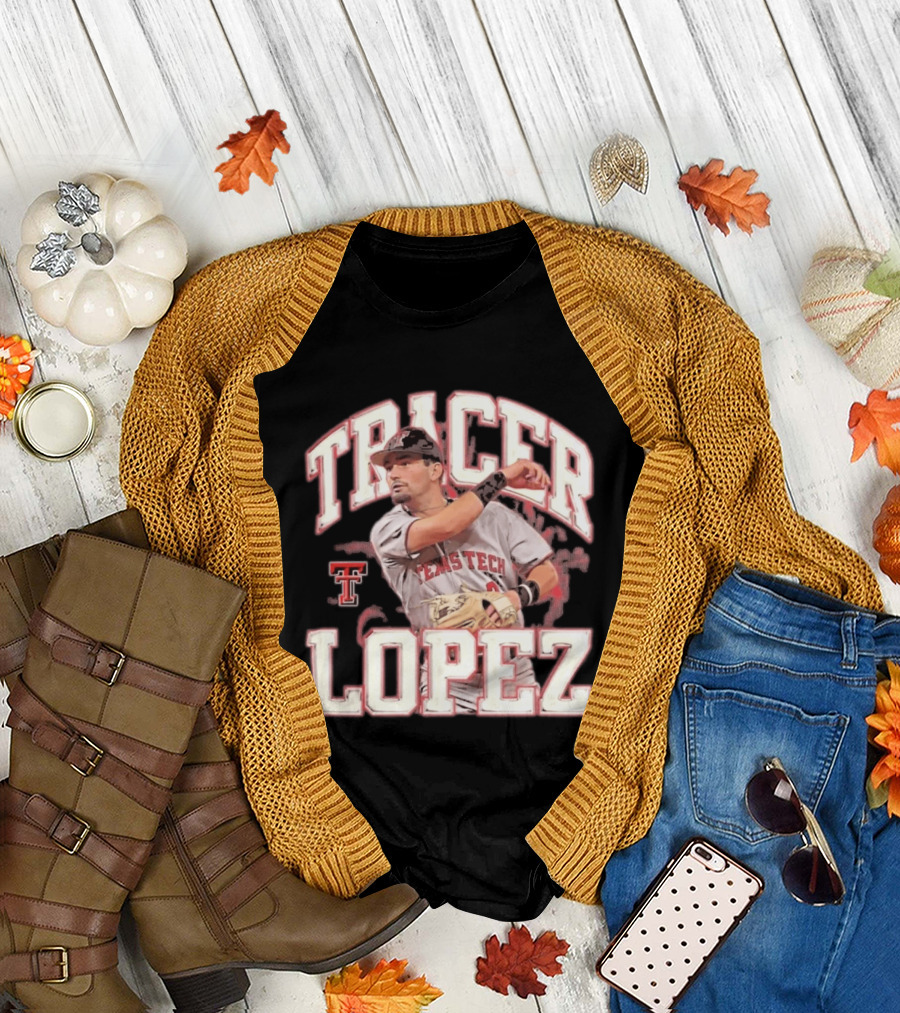 Texas Tech Tracer Lopez Baseball NCAA Collage T-Shirt