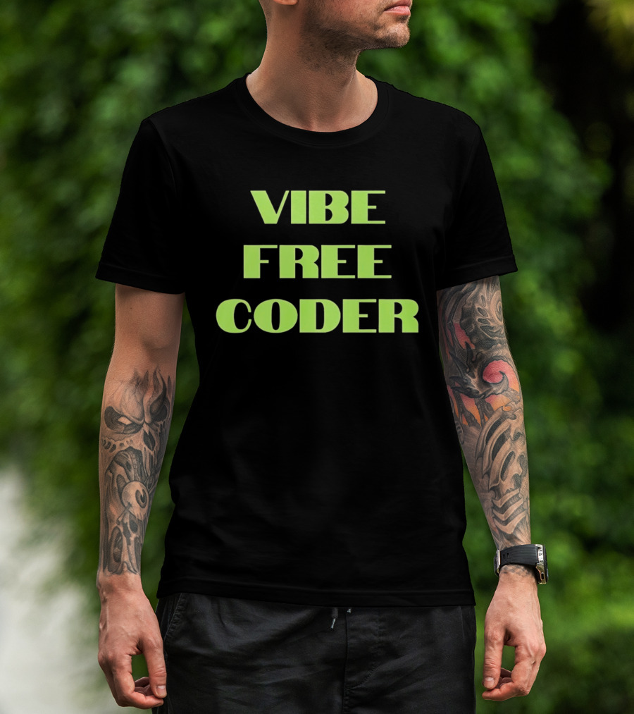 Vibe Free Coder Retro Neon T-Shirt