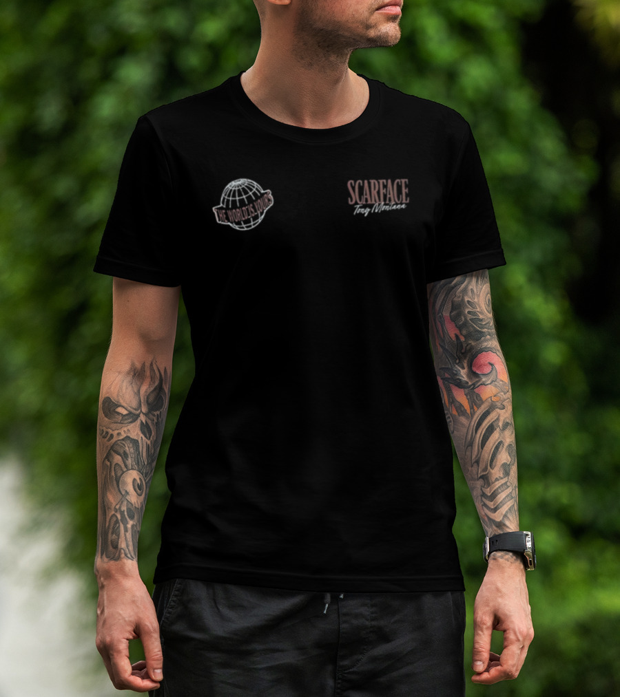 West49 The World Is Yours Scarface Tony Montana Globe Symbol Script T-Shirt