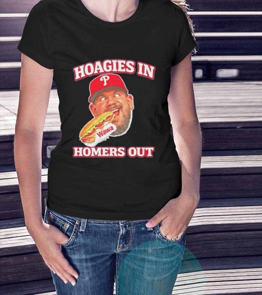 Hoagies In Homers Out Wawa Philadelphia Baseball Player Eating Sandwich T-Shirt