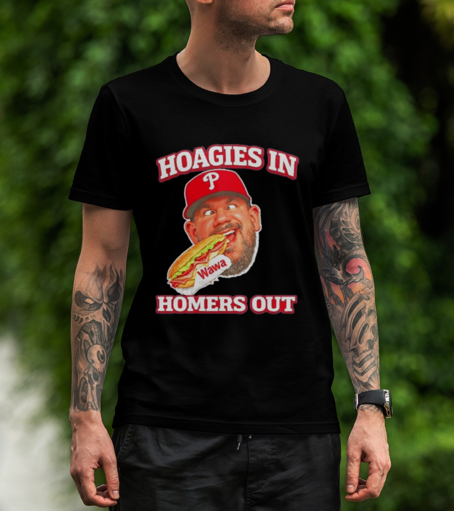Hoagies In Homers Out Wawa Philadelphia Baseball Player Eating Sandwich T-Shirt
