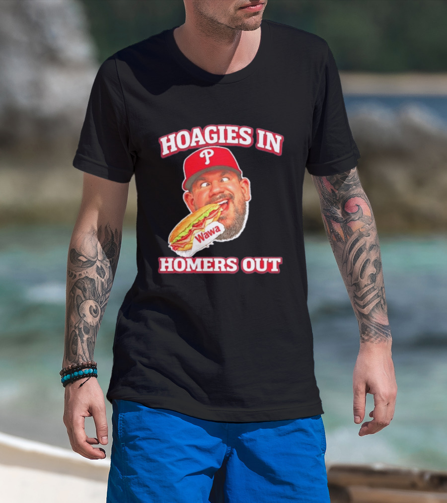 Hoagies In Homers Out Wawa Philadelphia Baseball Player Eating Sandwich T-Shirt