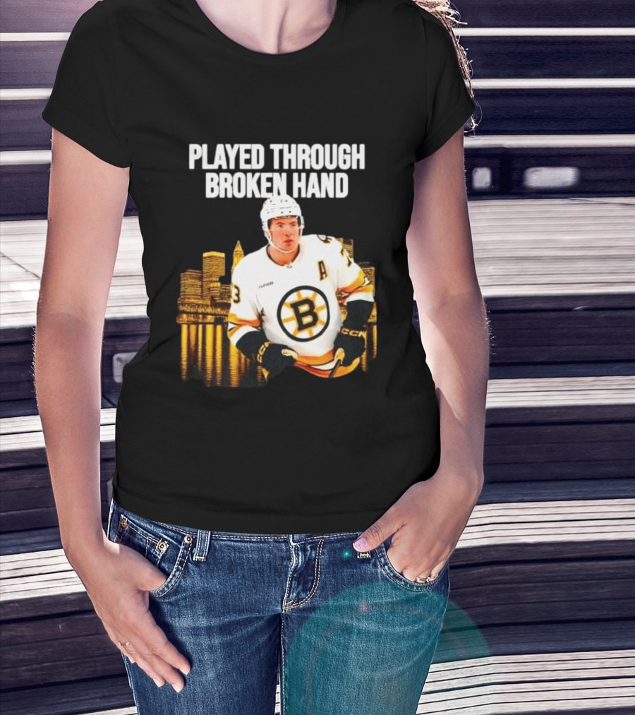 Charlie McAvoy Played Through Broken Hand Boston Hockey T-Shirt