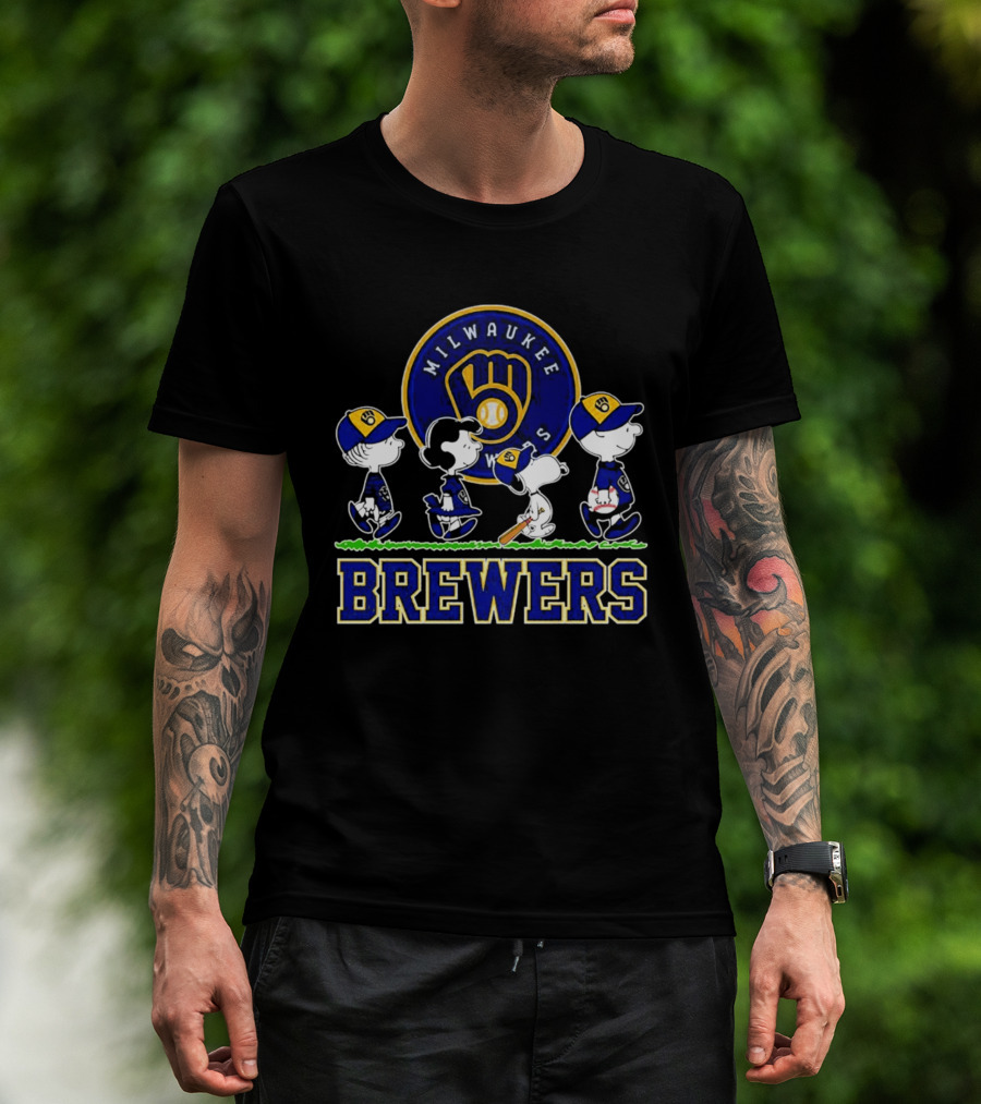 Milwaukee Brewers Peanuts Walking Characters 2026 Abbey Road T-Shirt