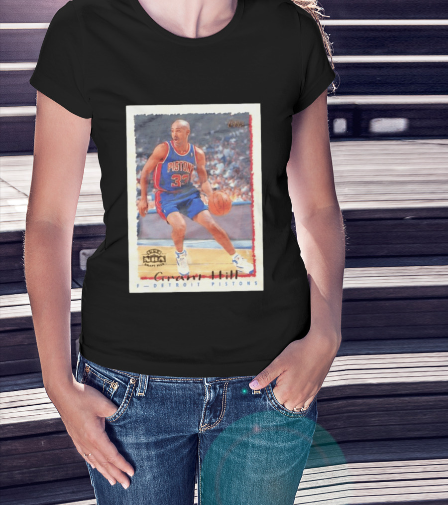 Detroit Pistons Grant Hill NBA Rookie Year 1994 Basketball Card T-Shirt