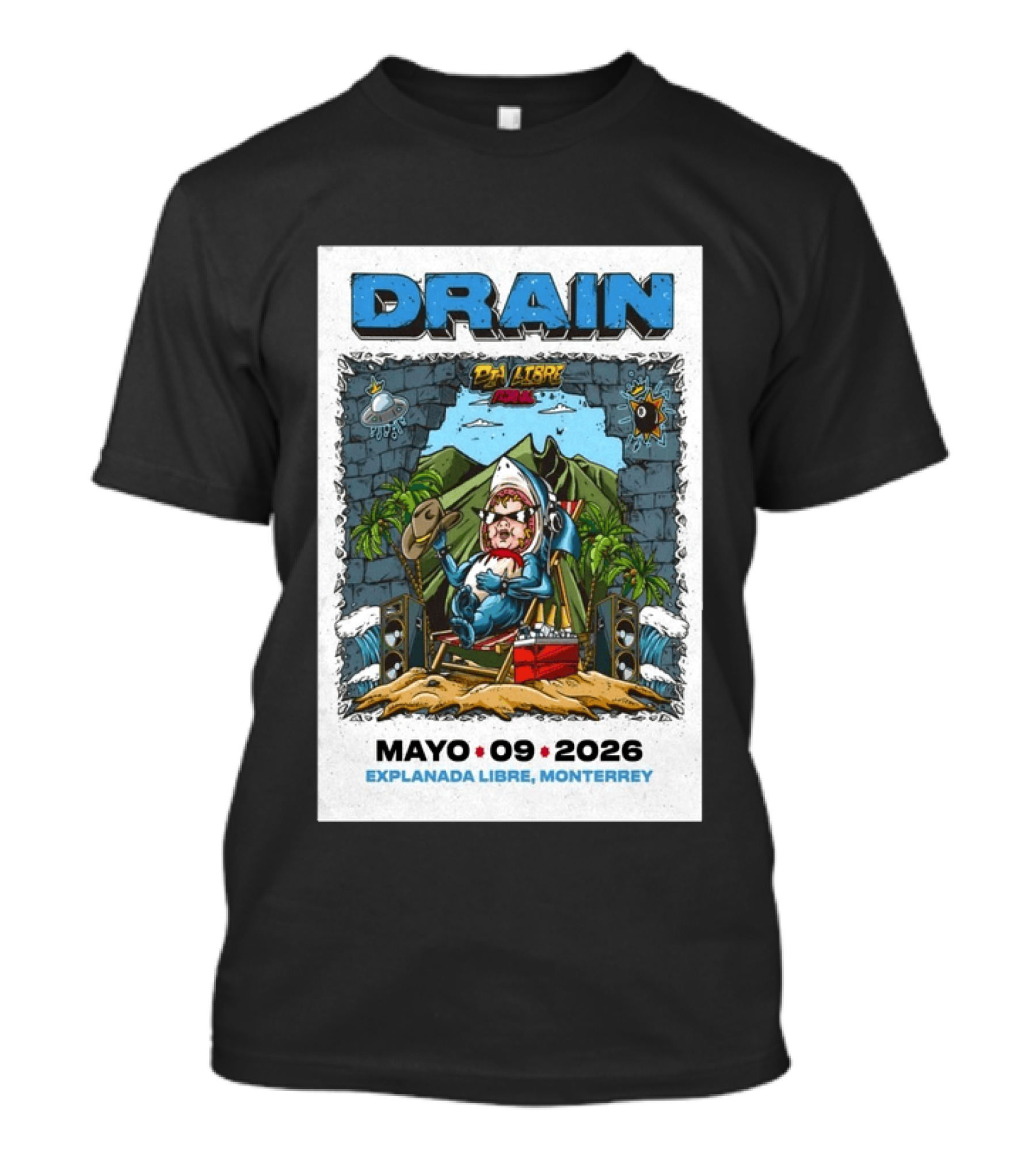 Drain May 9 2026 Explanada Libre Monterrey Dia Libre Festival T-Shirt