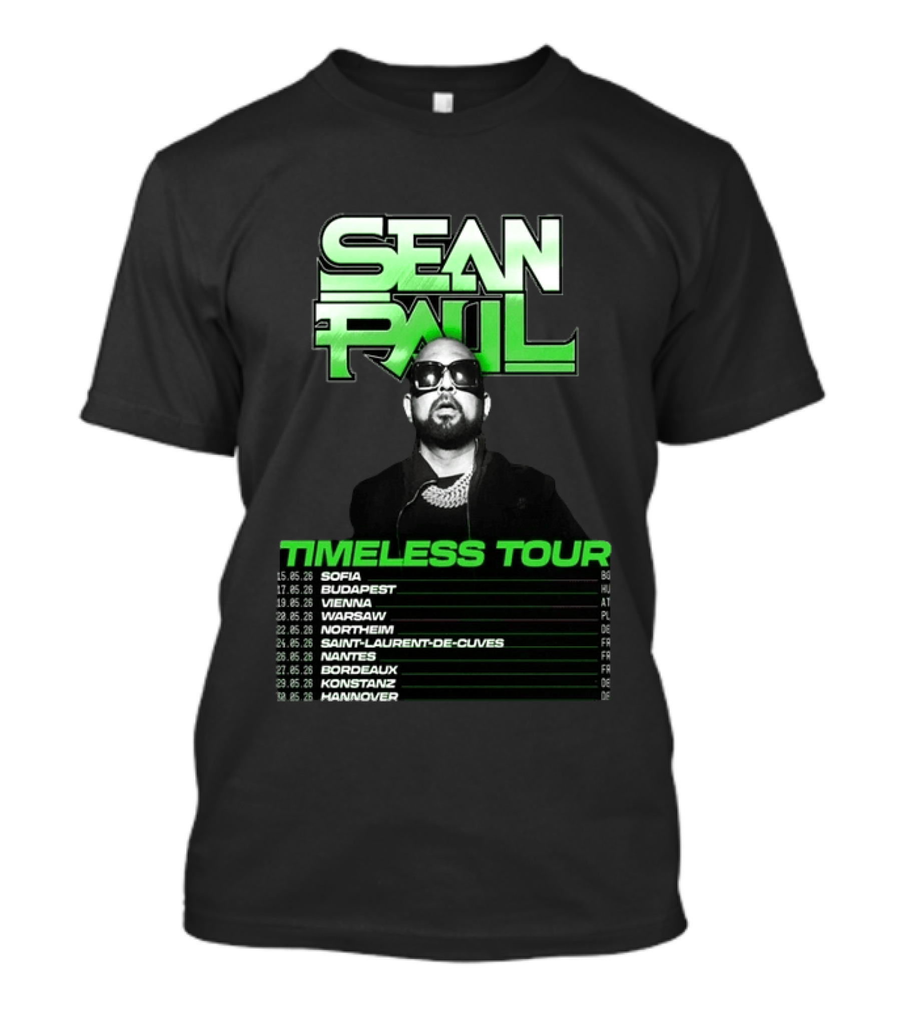 Sean Paul Timeless Tour Sofia Budapest Vienna Warsaw 2026 T-Shirt
