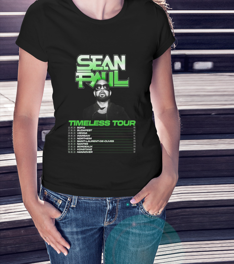 Sean Paul Timeless Tour Sofia Budapest Vienna Warsaw 2026 T-Shirt