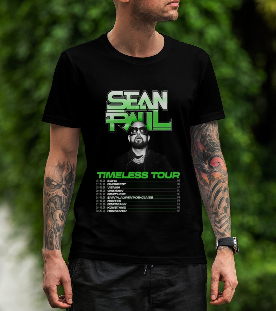 Sean Paul Timeless Tour Sofia Budapest Vienna Warsaw 2026 T-Shirt