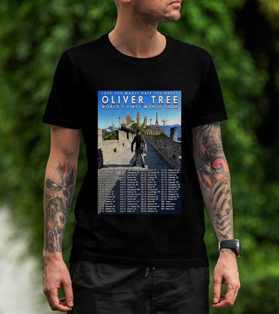 Oliver Tree World's First World Tour Love You Madly Hate You Badly Fall 2026 Tour Dates T-Shirt