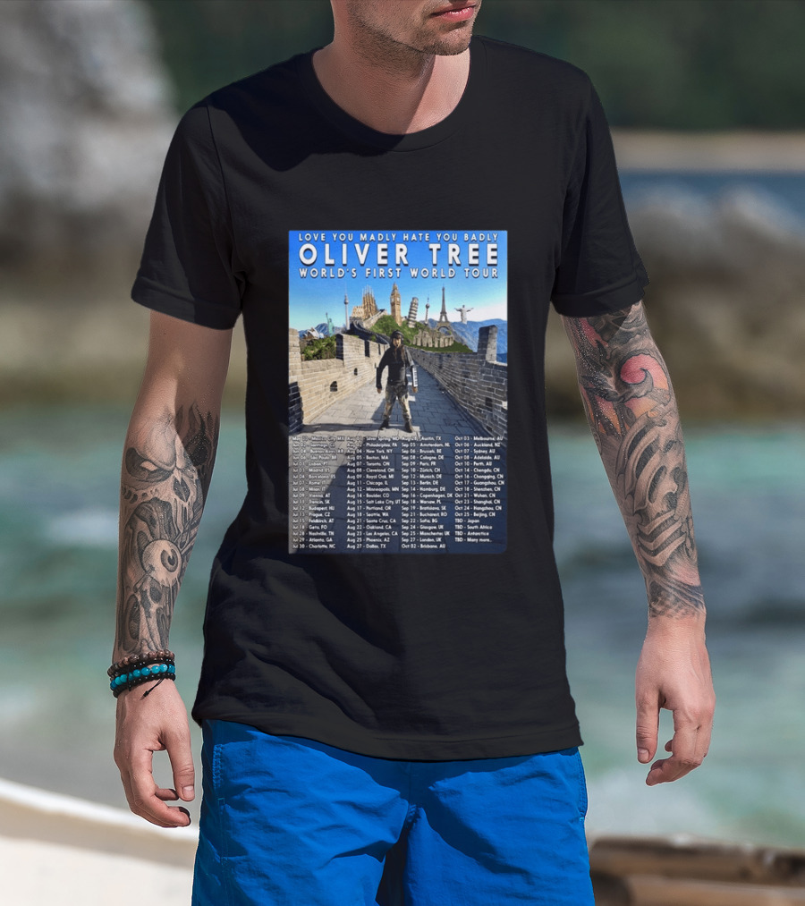 Oliver Tree World's First World Tour Love You Madly Hate You Badly Fall 2026 Tour Dates T-Shirt