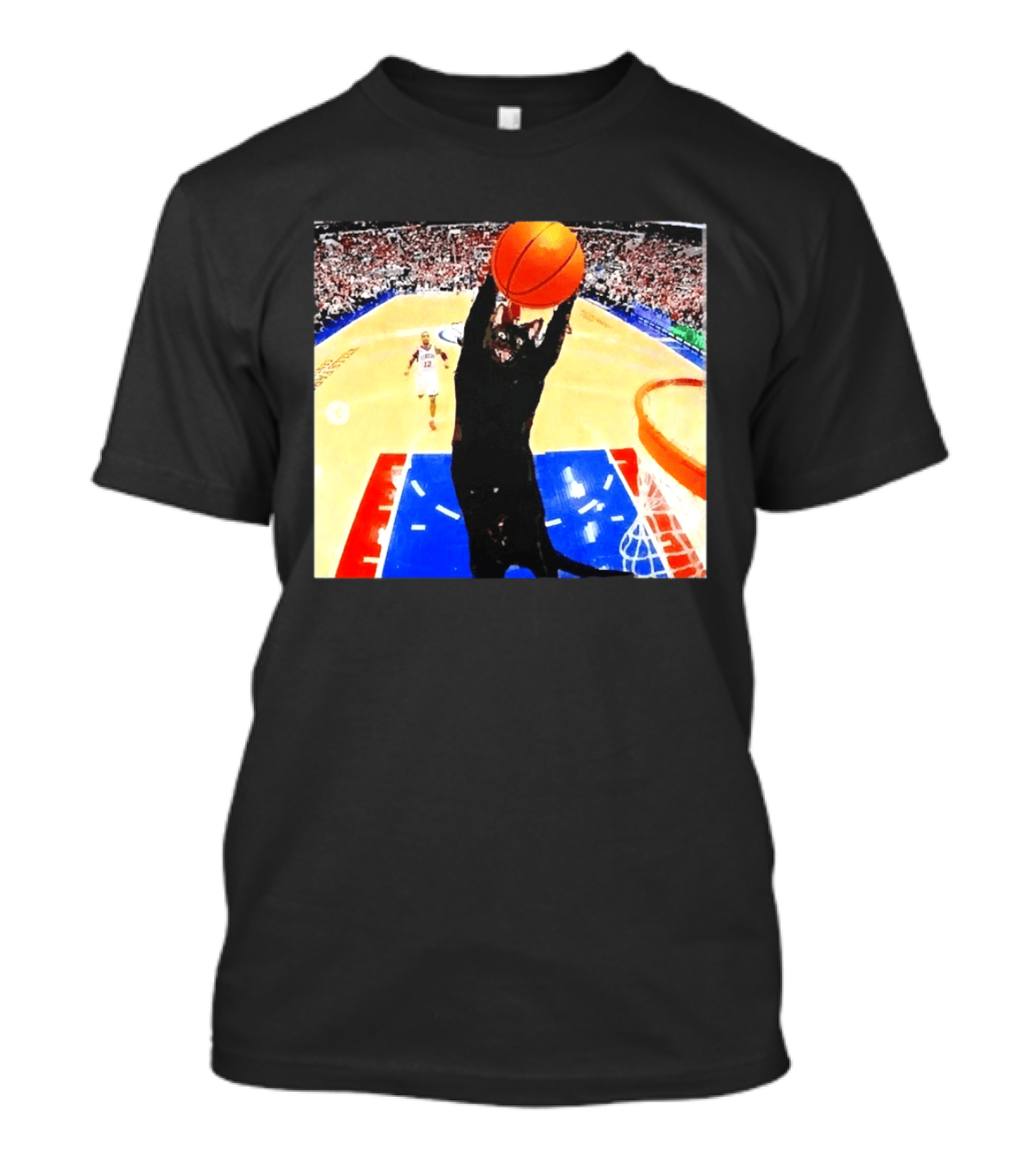 Philadelphia 76ers Black Cat Slam Dunk Basketball Meme T-Shirt