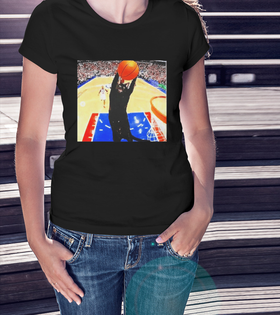 Philadelphia 76ers Black Cat Slam Dunk Basketball Meme T-Shirt