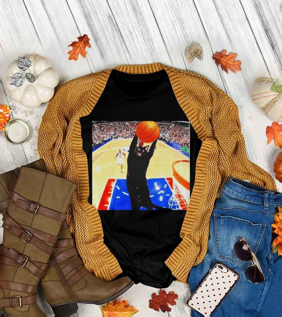 Philadelphia 76ers Black Cat Slam Dunk Basketball Meme T-Shirt