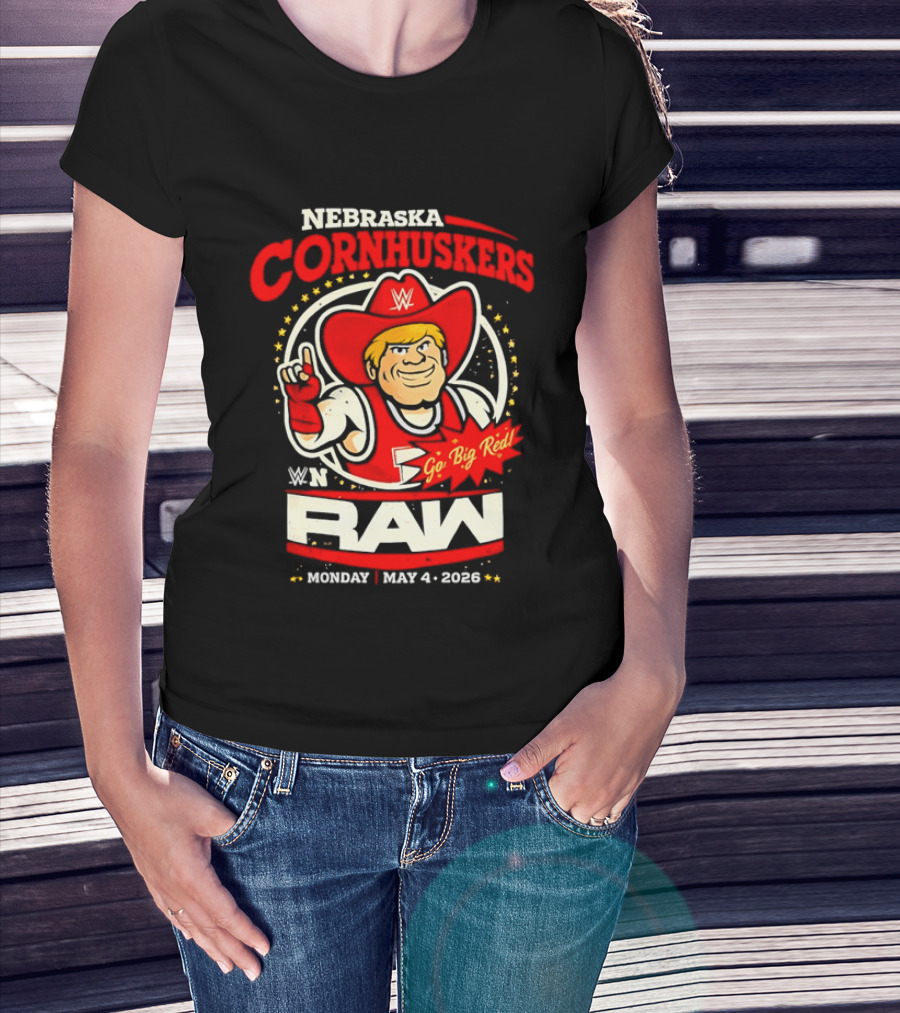 Nebraska Cornhuskers Herbie Husker WWE RAW Go Big Red May 4 2018 T-Shirt
