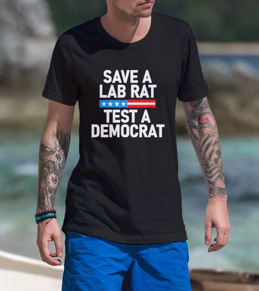 Save A Lab Rat Test A Democrat American Flag Stars T-Shirt