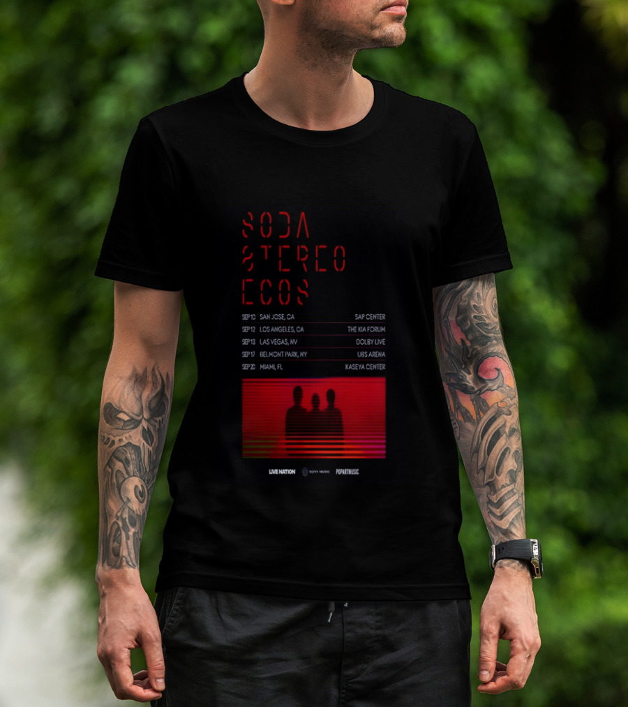 Soda Stereo Ecos 2026 Tour San Jose Los Angeles Las Vegas Belmont Park Miami Dates T-Shirt