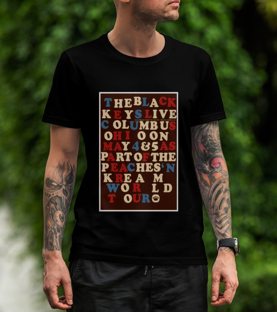 The Black Keys Live Columbus Ohio May 4 & 5 Peaches 'N Kream World Tour Mershon Auditorium T-Shirt