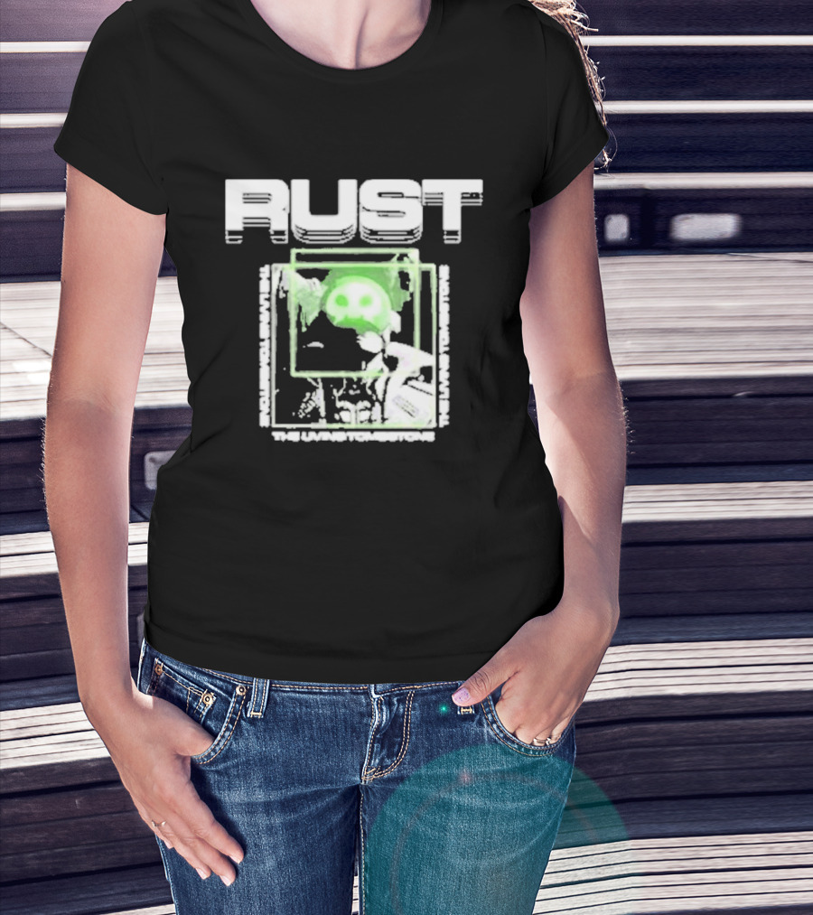 The Living Tombstone Rust Green Skull Gaming T-Shirt
