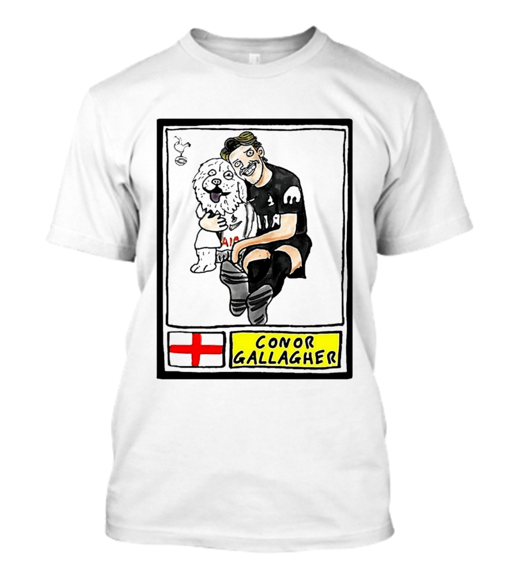 Conor Gallagher Hugging Dog With England Cross And Spurs T-Shirt