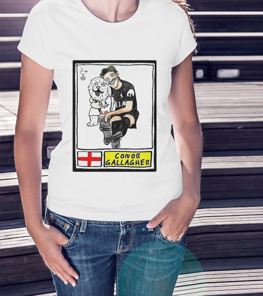 Conor Gallagher Hugging Dog With England Cross And Spurs T-Shirt
