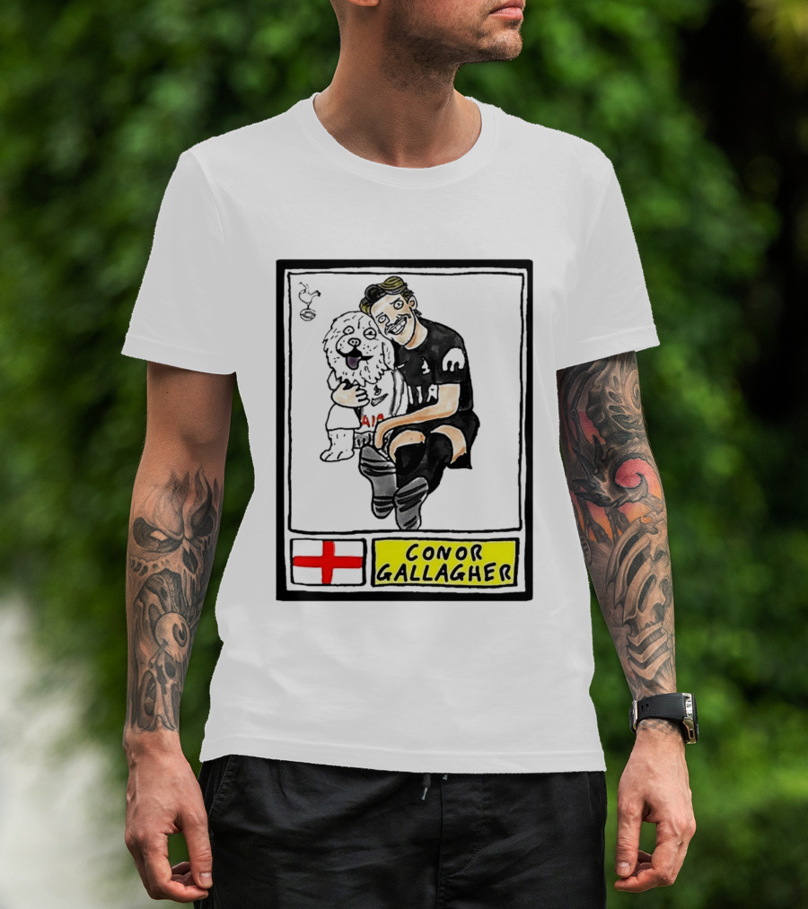 Conor Gallagher Hugging Dog With England Cross And Spurs T-Shirt