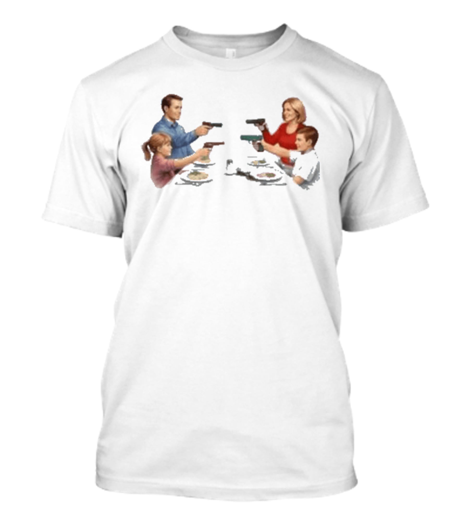 Bloody Sunday Last Supper Family At Dinner Table With Guns T-Shirt