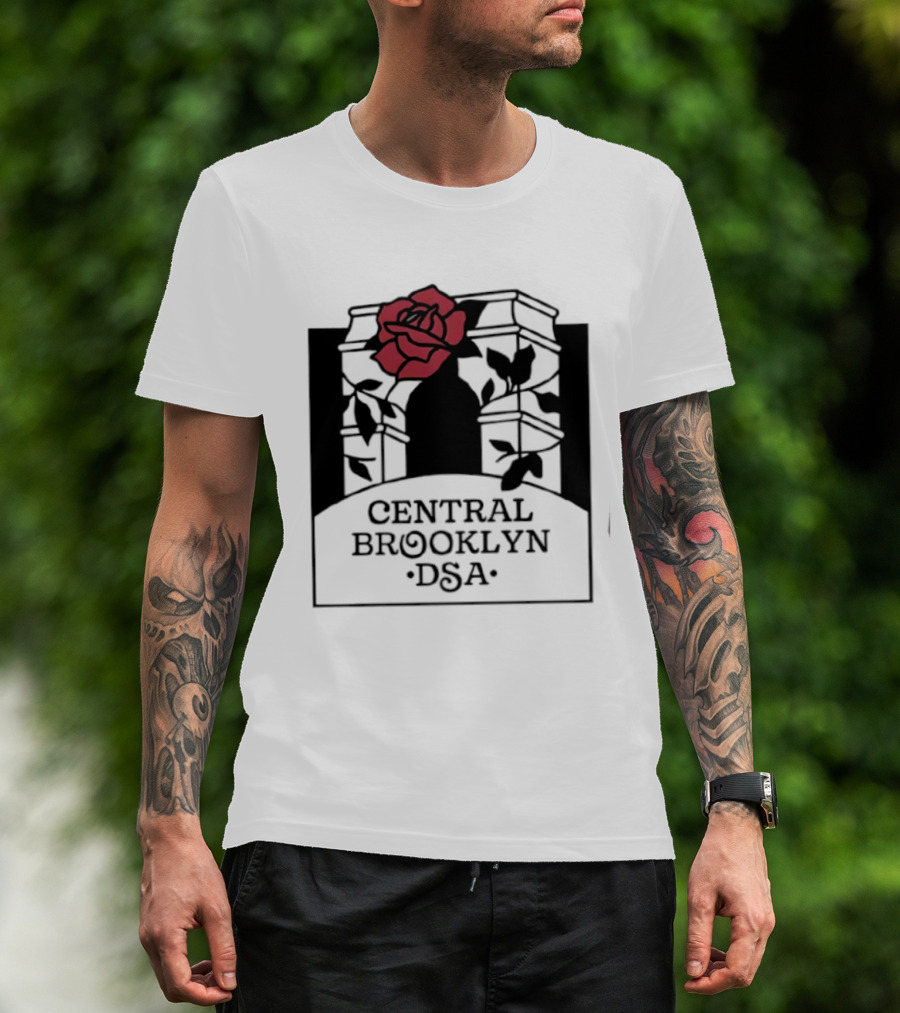Central Brooklyn DSA Red Rose And Arch T-Shirt