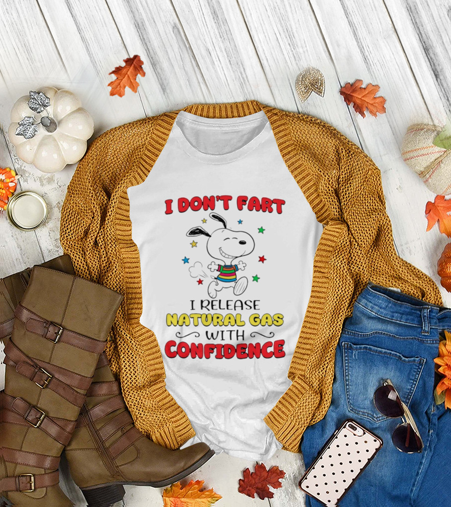 Playful Dog Cartoon I Don't Fart I Release Natural Gas with Confidence T-Shirt