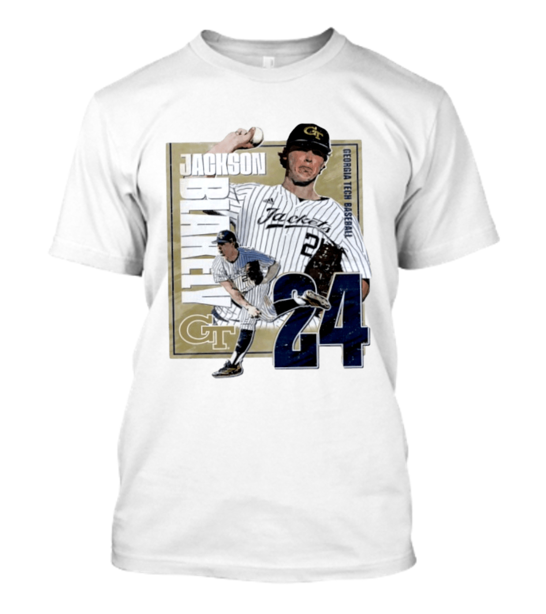 Jackson Blakely Georgia Tech Baseball GT 24 Player Student Athlete T-Shirt