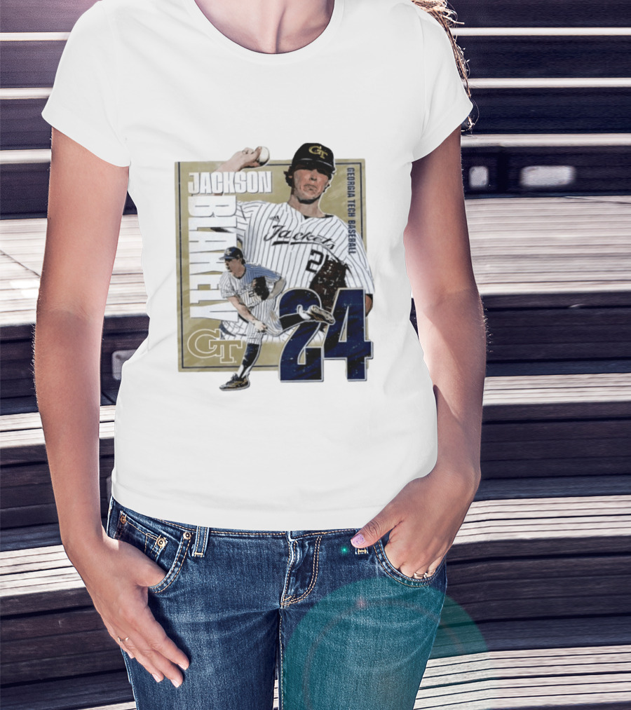 Jackson Blakely Georgia Tech Baseball GT 24 Player Student Athlete T-Shirt