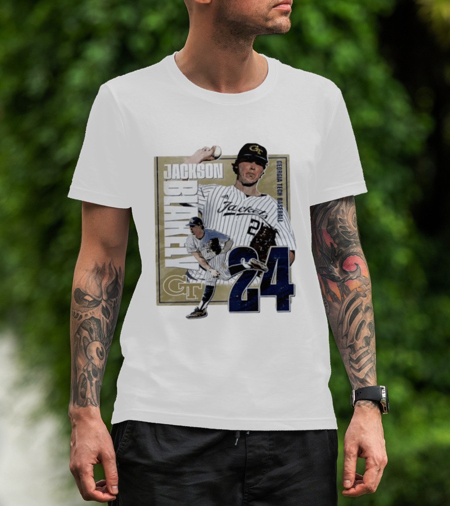 Jackson Blakely Georgia Tech Baseball GT 24 Player Student Athlete T-Shirt