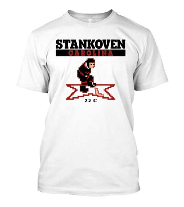 Stankoven Carolina 22C Pixel Hockey Player Retro Styling T-Shirt