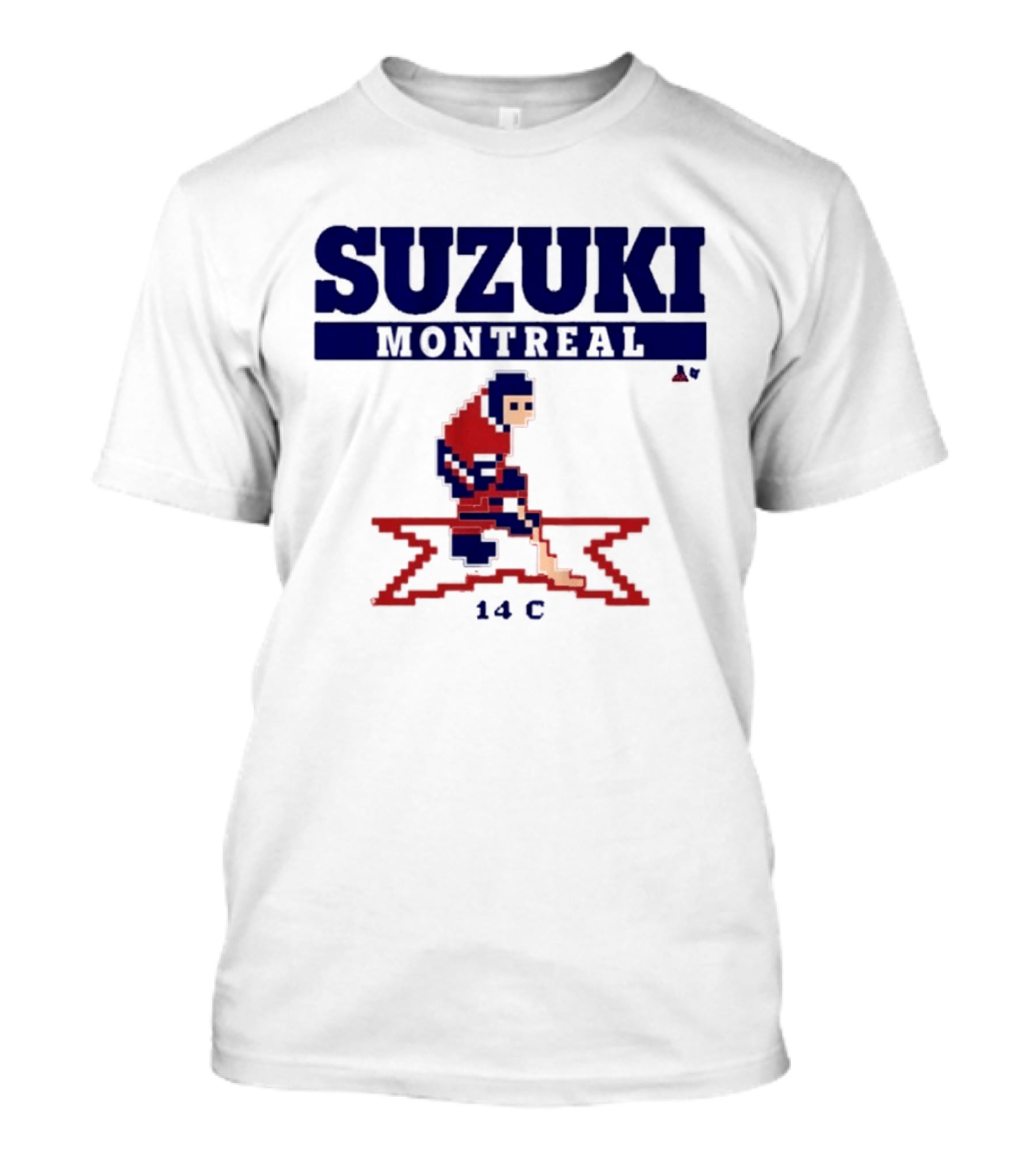 SUZUKI Montreal 14 C Red Hockey Player Pixel T-Shirt