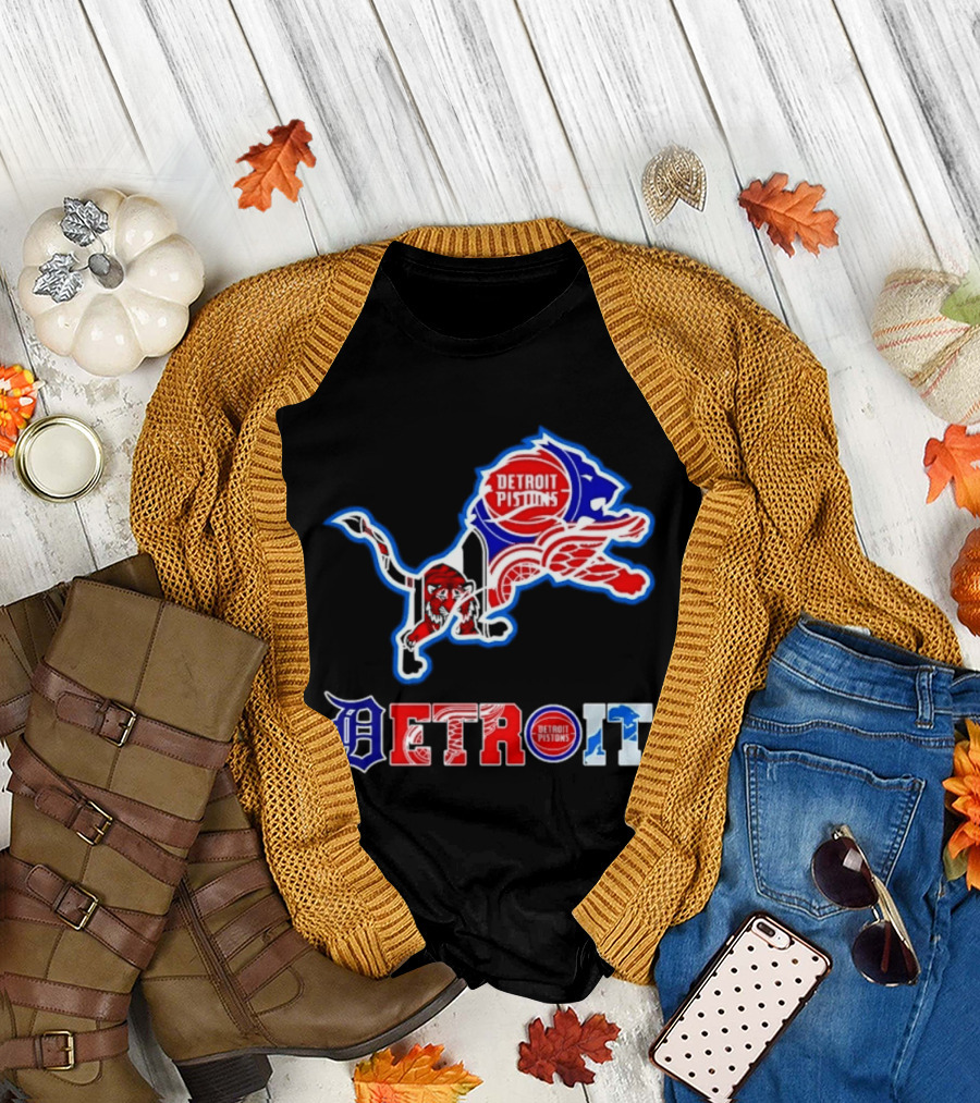 Detroit Lions Pistons Tigers Red Wings Sports Team Mashup T-Shirt