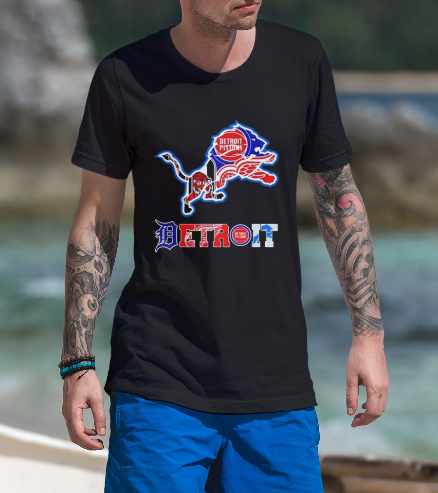 Detroit Lions Pistons Tigers Red Wings Sports Team Mashup T-Shirt