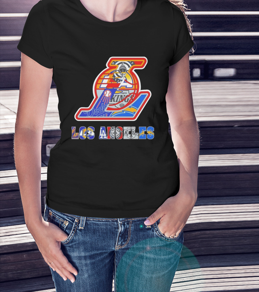 Los Angeles Dodgers Lakers Kings Chargers Sports Team Mashup T-Shirt