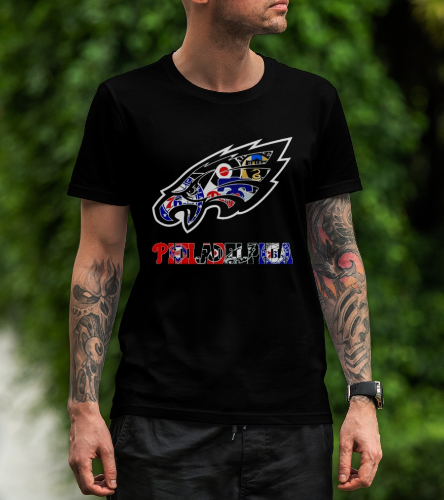 Philadelphia Sports Teams Logos Mashup Eagles Phillies Flyers Sixers Union T-Shirt