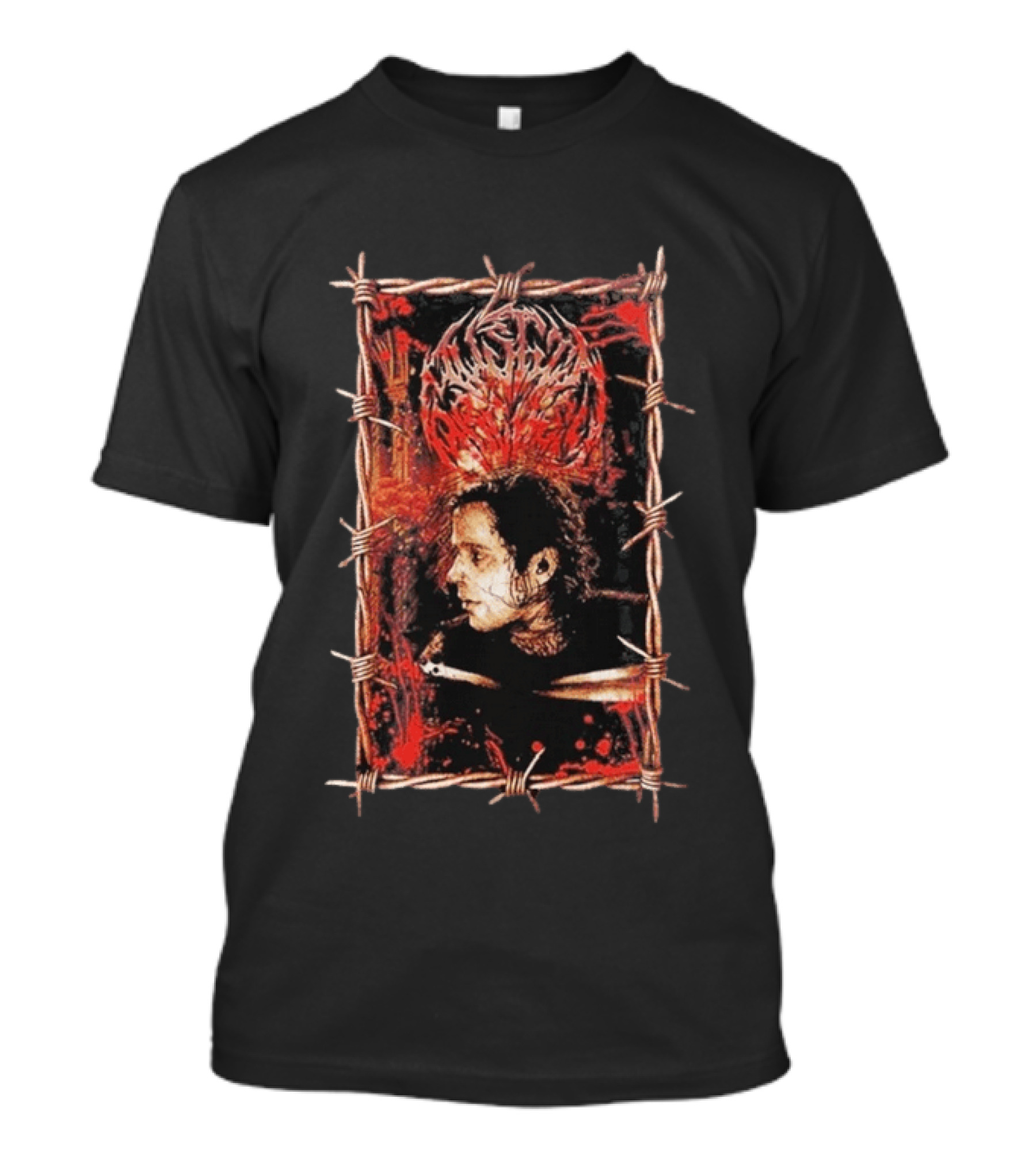 Austin Archey Barbed Wire Frame Art With Red Crown T-Shirt
