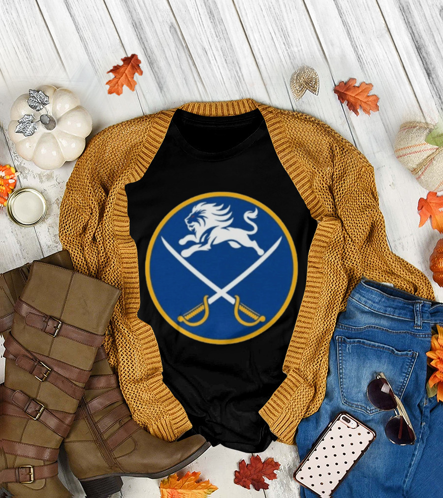 Buffalo Sabres Alex Lyon Lion Swords Circle T-Shirt